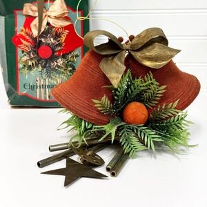 Vintage Red Flocked Christmas Bell Chimes - 1973 Hong Kong Ornament